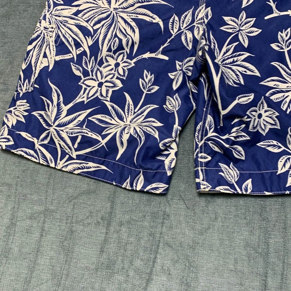 Polo Ralph Lauren Swim Trunks Shorts Mens M Blue Tropical Palm Print Mesh Lined
